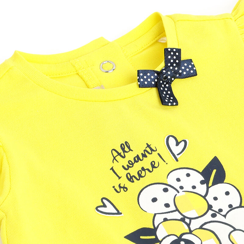 Girls Yellow and Blue Printed Outfit with Leggings image number 4
